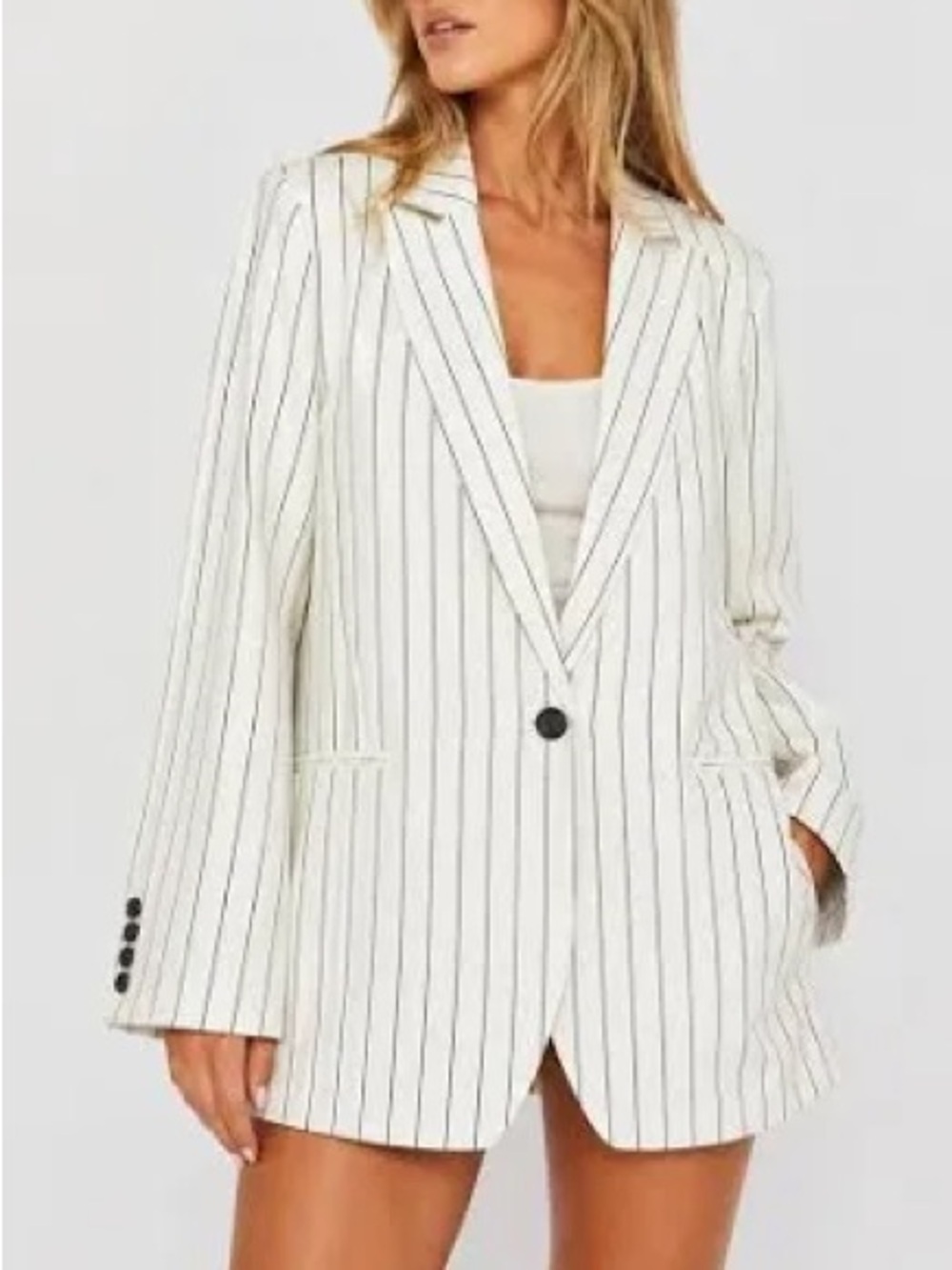 Torrid Studio Twill Classic Tailored Blazer Pinstripe Spaced